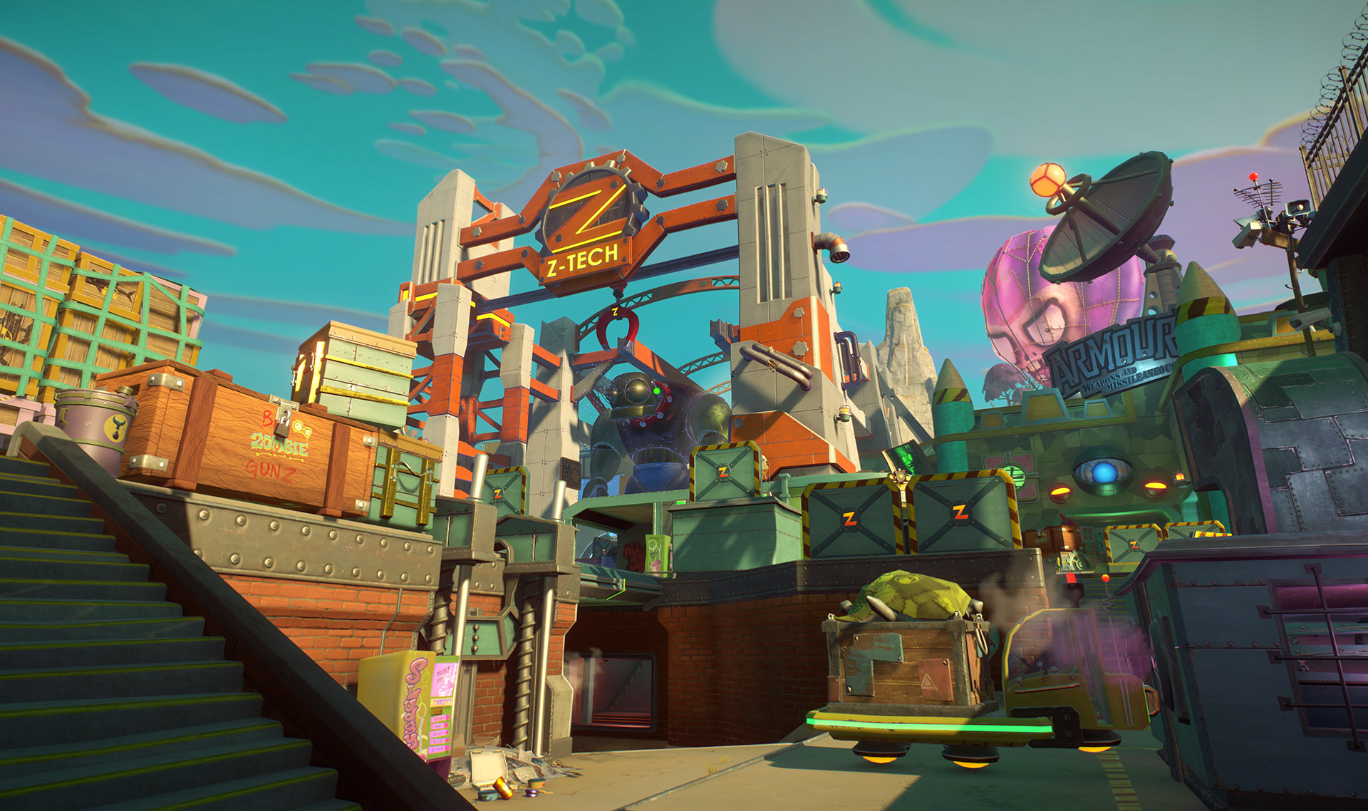 A screenshot from Plants vs Zombies: Garden Warfare 2. I created 3D environment concepts, final assets and environments